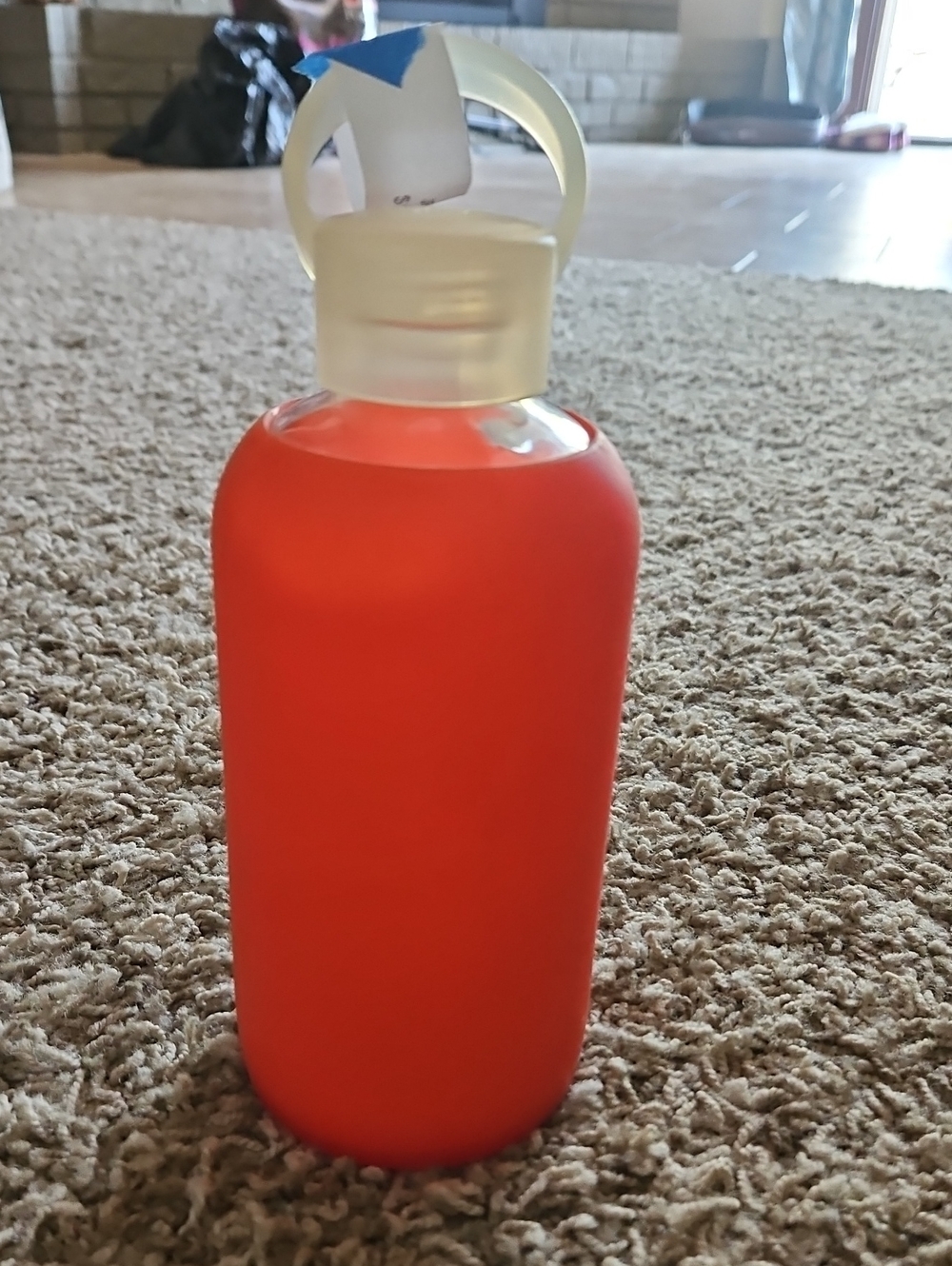 bkr Red Glass Water Bottle with Frosted Cap